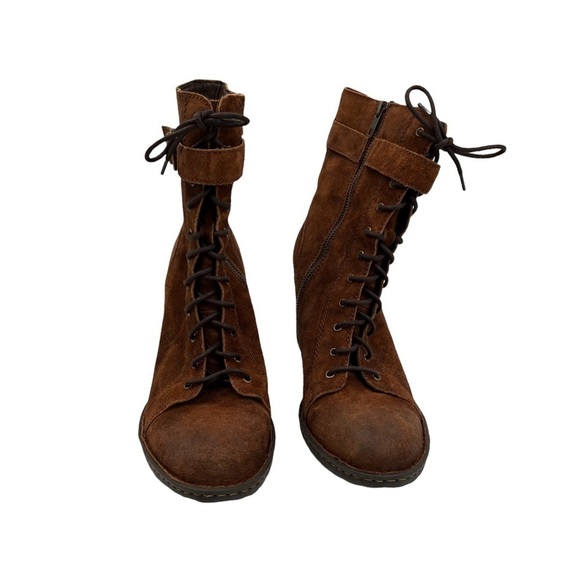 Born Brown Suede Cass Hiking Lace Up Block Heel Boots Size 11 Women's - Picture 3 of 14